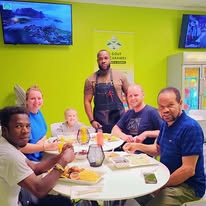 Customers eating